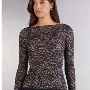 Intimissimi Cashmere Leopard Print Long Sleeve Top